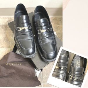 Gucci Silver Horsebit Buckle Loafers - Mens